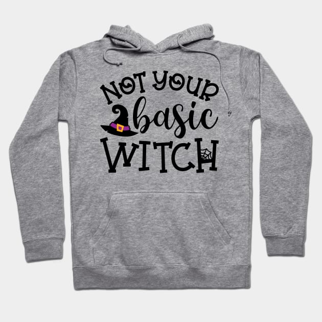 Not Your Basic Witch Halloween Funny Cute Hoodie by GlimmerDesigns